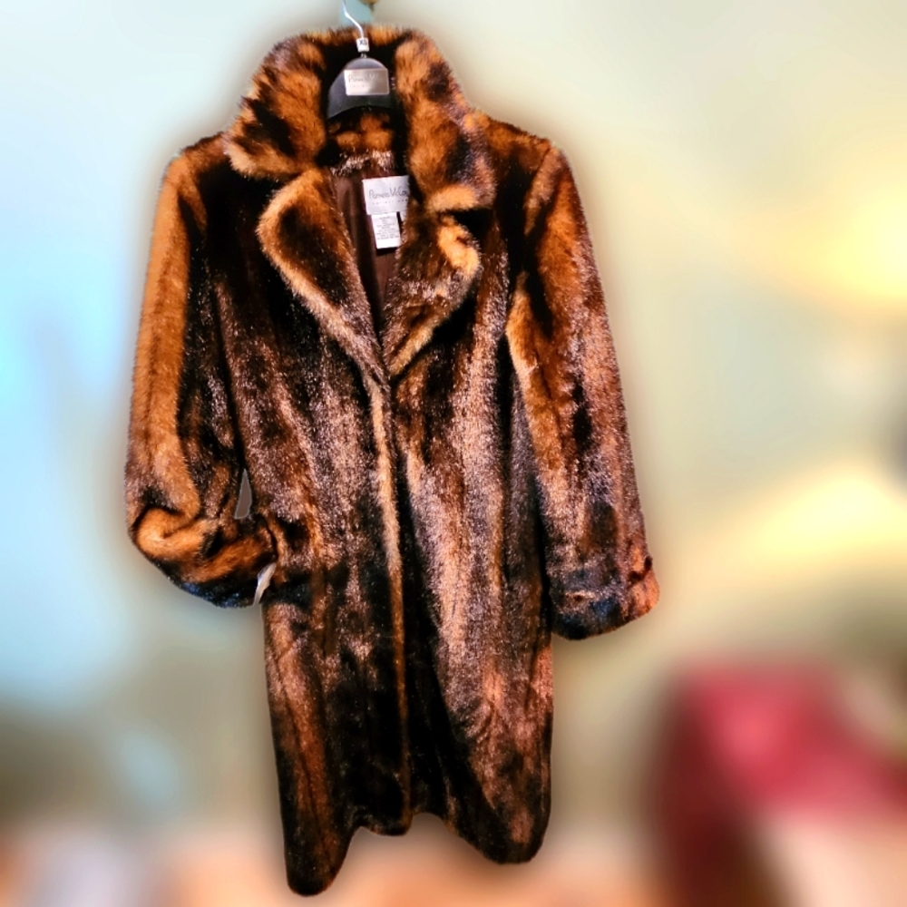 Pamela McCoy full length faux fur coat Vintage NWT